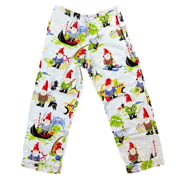 Nick & Nora Flannel Pajama Set Traveling Gnome 100% Cotton Women’s Small Comfy - Picture 3 of 8